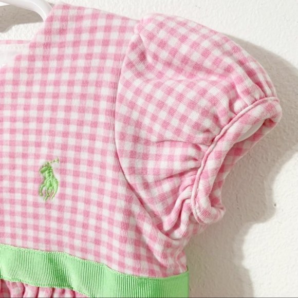 Ralph Lauren Cotton Short Puffed Sleeve Bubble Romper Button Back Ribbon Accent - Picture 5 of 11